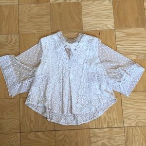 Free People cream lace blouse